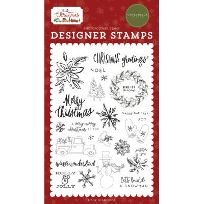 Carta Bella Hello Christmas Clear Stamps - Christmas Greetings